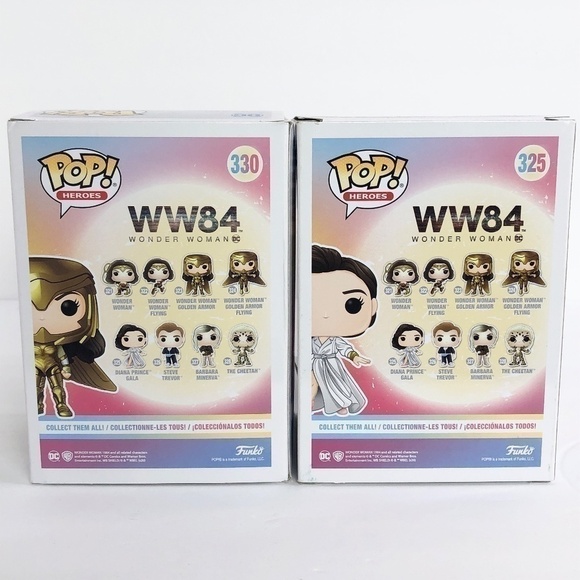 NIB Funko Pop Wonder Woman WW84 Golden Armor 330 & 325 - Picture 3 of 6